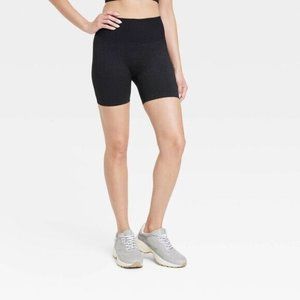 Women's High-Rise Ribbed Seamless Bike Shorts 4" - JoyLab Black S Retail $24